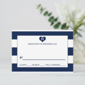 Moderner schicker Navy Blue & White Wedding RSVP Karte (Stehend Vorderseite)