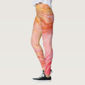 Moderner, schicker orangefarbener Marmor Leggings (Links)