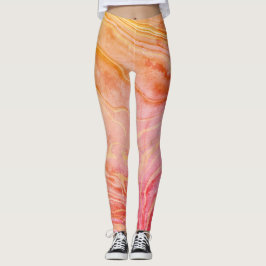 Moderner, schicker orangefarbener Marmor Leggings