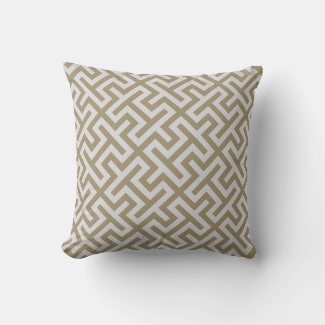 Moderner schicker Sand und beige geometrisches Kissen (Vorderseite)
