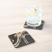 Moderner, schicker Schwarz-Gold lackierter Abstrak Getränkeuntersetzer (Rechte Seite)
