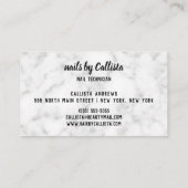 Moderner, schicker Silberner Glitzer Marmornagel T Visitenkarte (Rückseite)