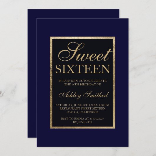 Moderner, schicker Sweet 16 Einladung (Vorne/Hinten)