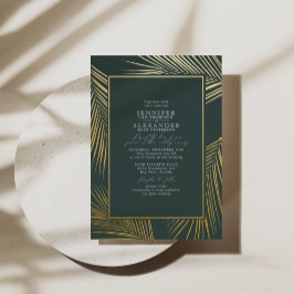Moderner schicker Tropical Beach Palm Wedgegolden  Folieneinladung