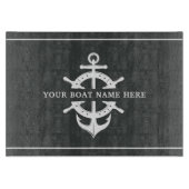Moderner Schiffsname Radanker Nautikgrau Schneidebrett (Vorderseite)