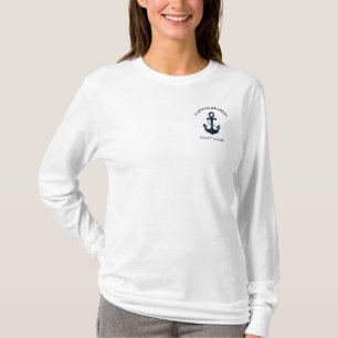 Moderner Schiffsname und Kapitänstext im maritimen T-Shirt