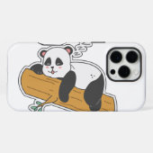 Moderner schlafender Watercolor-Panda auf Baum iPhone Hülle (Rückseite (Horizontal))