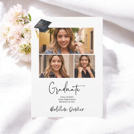 Moderner, schlichter 3-Foto-Abschluss Ankündigung