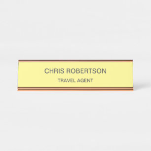 Moderner Schlichter Agent Minimalistisch Creme Far Schreibtischnamensplakette