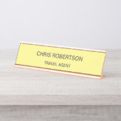 Moderner Schlichter Agent Minimalistisch Creme Far Schreibtischnamensplakette (Vorderseite )