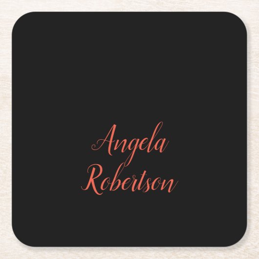 Moderner schlichter, einfacher Name Rechteckiger Pappuntersetzer (Vorderseite)