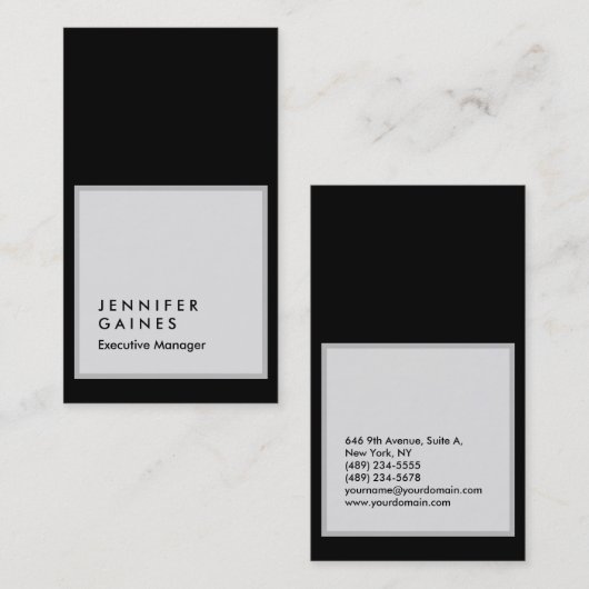 Moderner schlichter Geschäftsführer in vertikaler Visitenkarte (Vorne/Hinten)