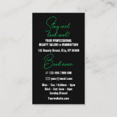 Moderner Schlichter Schwarzer Grüner Text mit Logo Visitenkarte (Rückseite)