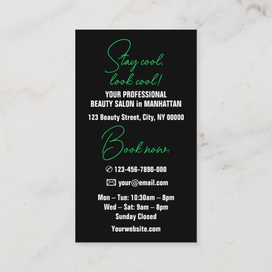 Moderner Schlichter Schwarzer Grüner Text mit Logo Visitenkarte (Rückseite)