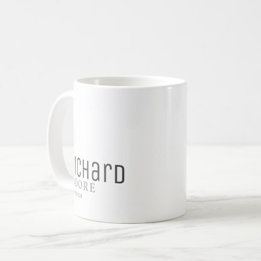 moderner schlichter schwarzer Name Kaffeetasse (Vorderseite Links)