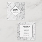 Moderner, schmaler Silberstreifen mit weißem Marmo Quadratische Visitenkarte (Vorne/Hinten)