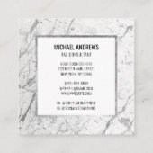 Moderner, schmaler Silberstreifen mit weißem Marmo Quadratische Visitenkarte (Rückseite)