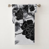 Moderner Schmetterling Floral Noir Badhandtuch Set (Insitu)
