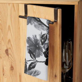 Moderner Schmetterling Floral Noir Geschirrtuch