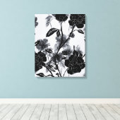 Moderner Schmetterling Floral Noir Leinwanddruck (Insitu (Holzboden))