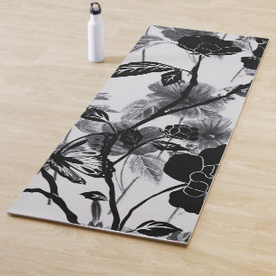 Moderner Schmetterling Floral Noir Yogamatte