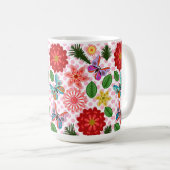 Moderner Schmetterling im Frühlingsgarten Blumen Kaffeetasse (VorderseiteRechts)