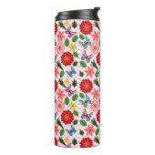 Moderner Schmetterling im Frühlingsgarten, floral  Thermosbecher (Nach links gedreht)