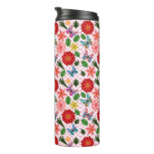 Moderner Schmetterling im Frühlingsgarten, floral  Thermosbecher (Nach rechts gedreht)