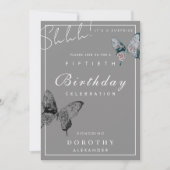 Moderner Schmetterling JEDE Meilenstein Überraschu Einladung (Vorderseite)