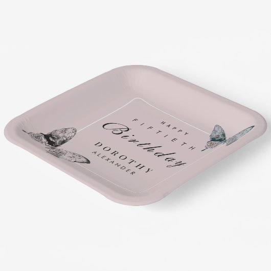 Moderner Schmetterling JEDER Meilenstein Erwachsen Pappteller (Gewinkelt)