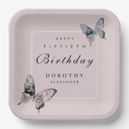 Moderner Schmetterling JEDER Meilenstein Erwachsen Pappteller (Vorderseite)