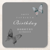 Moderner Schmetterling JEDER Meilenstein Erwachsen Rechteckiger Pappuntersetzer (Vorderseite)