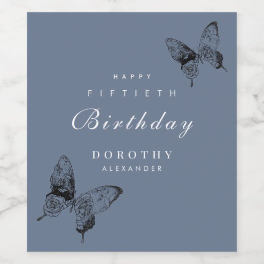 Moderner Schmetterling JEDER Meilenstein Erwachsen Weinetikett (Einzelnes Label)