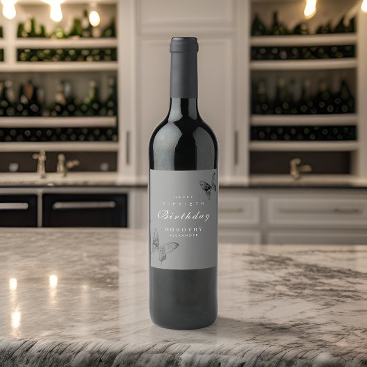 Moderner Schmetterling JEDER Meilenstein Erwachsen Weinetikett