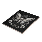 Moderner Schmetterling mit Blume Fliese (Seite)