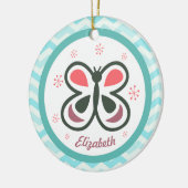 Moderner Schmetterling Personalisierter Zickzack K Keramik Ornament (Links)