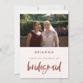 Moderner Schnee pink Bridesmaid Dankeschön Karte (Vorderseite)