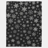 Moderner Schneeflocken 2 - Schwarz & Silver Gray Fleecedecke (Vorderseite)