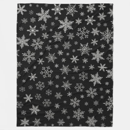 Moderner Schneeflocken 2 - Schwarz & Silver Gray Fleecedecke