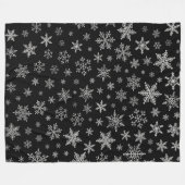 Moderner Schneeflocken 2 - Schwarz & Silver Gray Fleecedecke (Vorderseite (Horizontal))