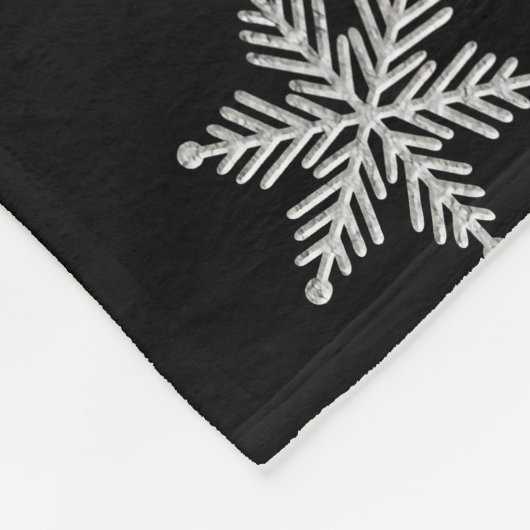 Moderner Schneeflocken 2 - Schwarz & Silver Gray Fleecedecke (Ecke)