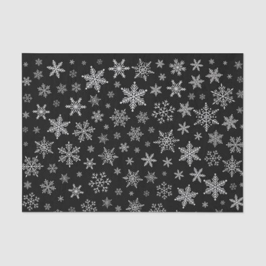 Moderner Schneeflocken 2 - Schwarz & Silver Gray Seidenpapier (Vorderseite)