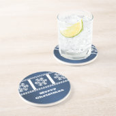 Moderner Schneeflocken Untersetzer, blau Untersetzer (Seite)