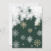 Moderner Schneeflockenpiefer - grüner Winter Weihn Einladung (Rückseite)