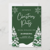 Moderner Schneeflockenpiefer - grüner Winter Weihn Einladung (Vorderseite)