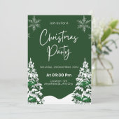 Moderner Schneeflockenpiefer - grüner Winter Weihn Einladung (Stehend Vorderseite)