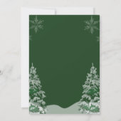 Moderner Schneeflockenpiefer - grüner Winter Weihn Einladung (Rückseite)