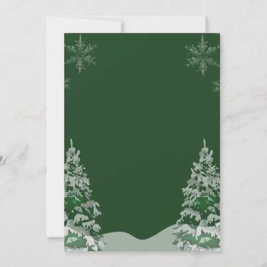Moderner Schneeflockenpiefer - grüner Winter Weihn Einladung (Rückseite)