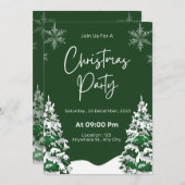 Moderner Schneeflockenpiefer - grüner Winter Weihn Einladung (Vorne/Hinten)