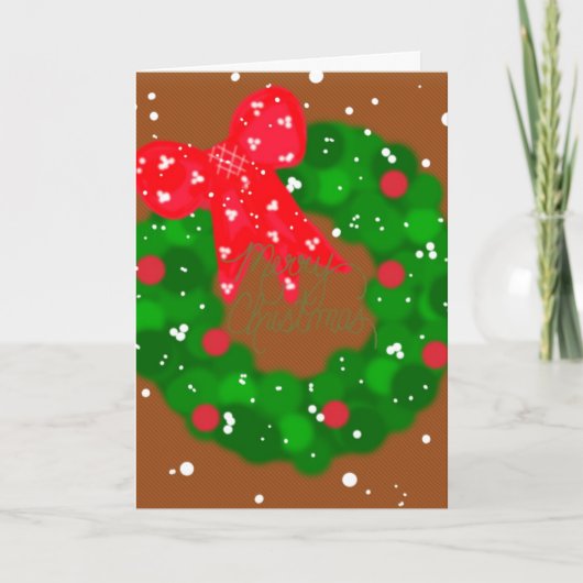 Moderner Schneekreath und Bow Karte (Vorderseite)